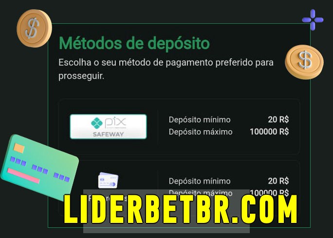 O cassino liderbet.com bet oferece uma grande variedade de métodos de pagamento